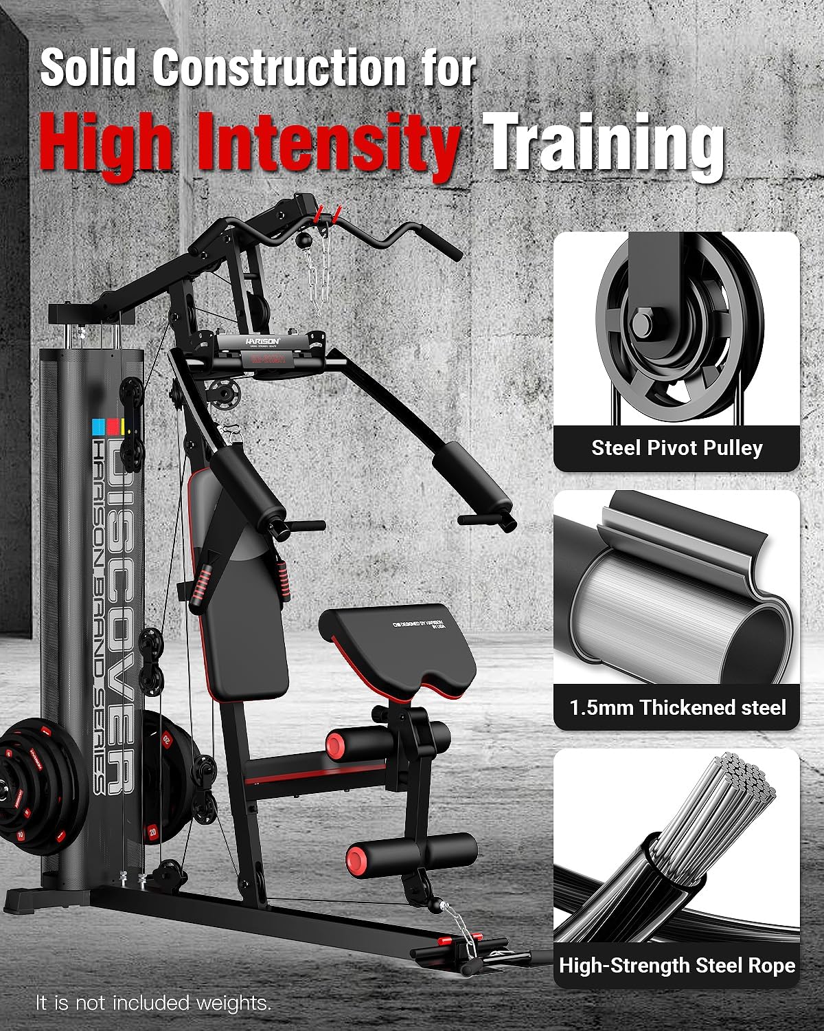 HARISON Home Gym - Full Body Workout Equipment, Exercise Equipment, Fitness Equipment, Multifunctional Home Gym Equipment for Home with Pulley System, Weight Bench, Rowing Machine - Image 3