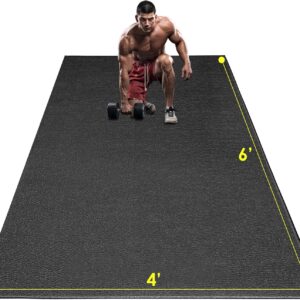 Large Exercise Mat, 8′ x 6’/8′ x 4’/6′ x 4′ Extra Durable Workout Mats for Home Gym Flooring, High-Density Gym Mats Cardio Mat for Jump Rope, MMA, Stretch, HIIT, Shoe-Friendly, Non-Slip, Non-Toxic