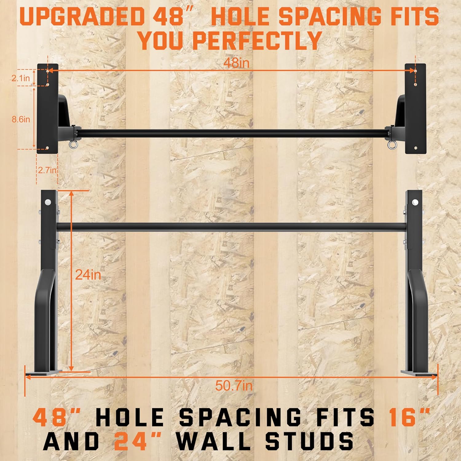 2025 Upgrade Pull Up Bar Wall Mounted - 600 lbs Heavy Duty Strength Training Pull-Up Bars, Ideal Rogue Pull Up Bar for Home and Commercial Gym, Easy Installation Chin Up Bar, Versatile Garage Pullup Bar - Image 3