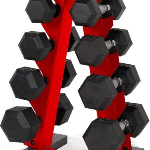 CAP Barbell 150 LB Coated Hex Dumbbell Weight Set with Vertical Rack | Multiple Options