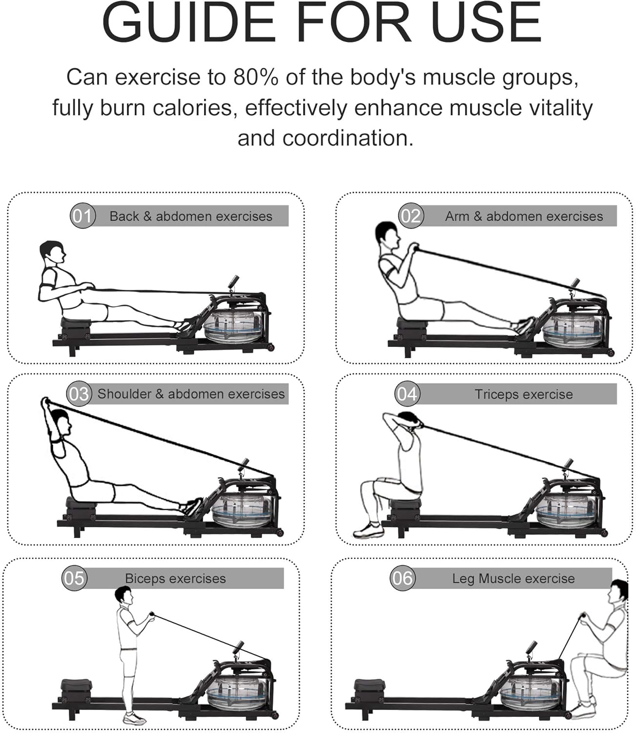 Water Rowing Machine Indoor Water Rower Adjustable Resistance with LCD Monitor Home Gym Equipment for Whole Body Exercise Cardio Training - Image 5