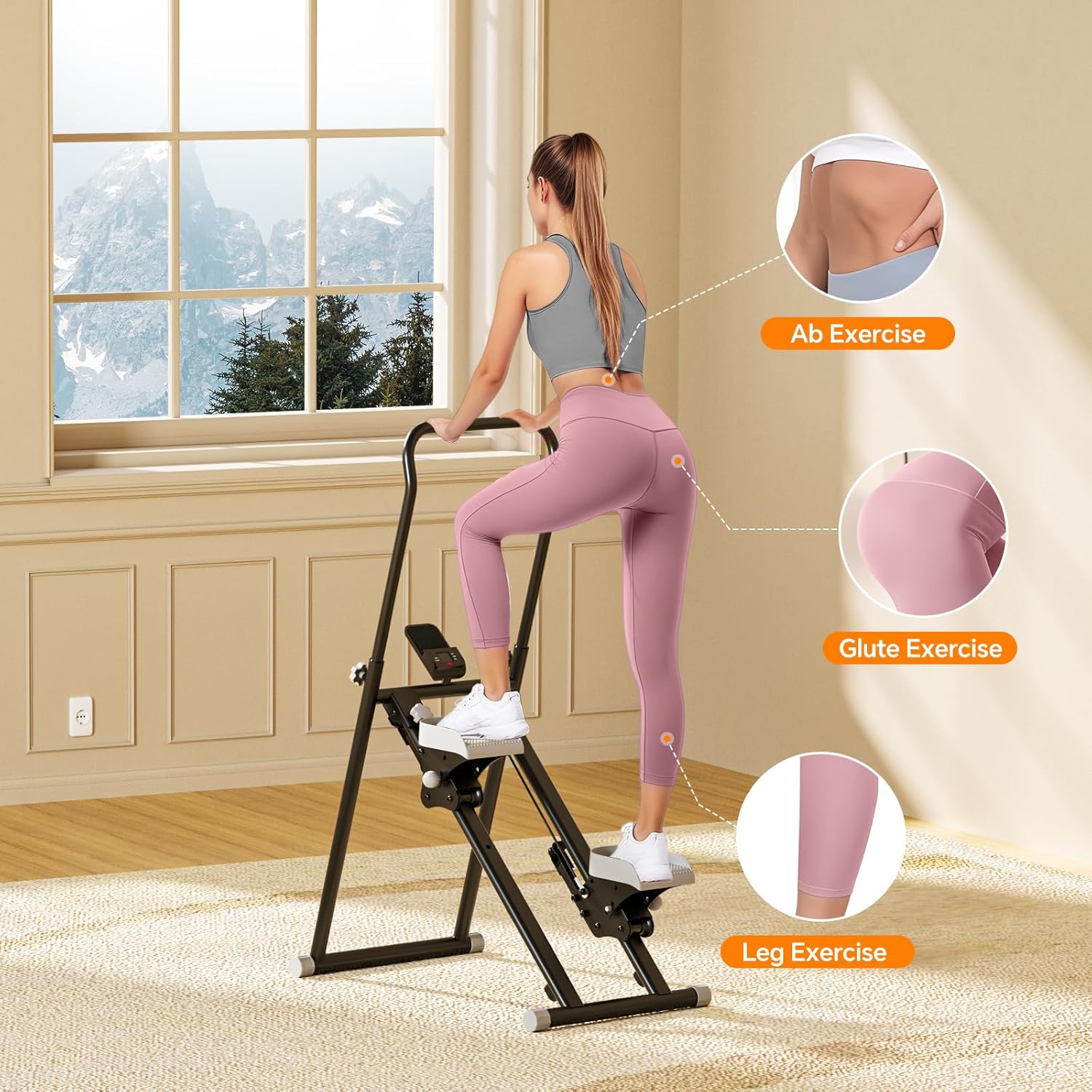Stair Stepper for Home Gym,Folding Vertical Climber Cardio Exercise Machine,Stair Climber for Full Body Workout with Adjustable Handlebar for Women & Men - Image 6