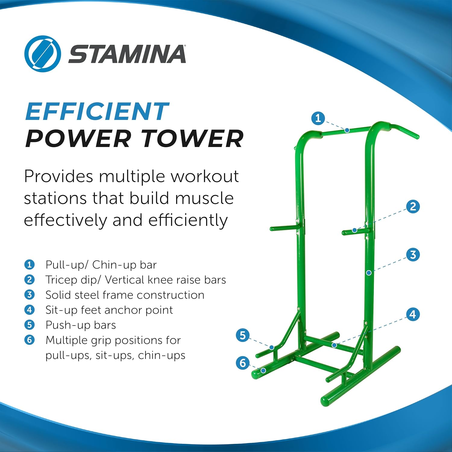 Stamina Pull Up Bar Tower & Dip Station, Free Standing Outdoor Home Gym Equipment, Green - Adjustable and Portable Workout Stand for Calisthenics Body Weight Training - Image 7