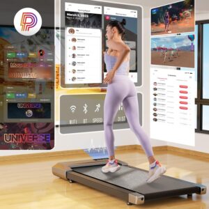 DeerRun Walking Pad, 2025 Smart Under Desk Treadmill, Treadmills for Home/Office, 2 in 1 Walking Pad Treadmill with LED Dispaly & Remote Control, Small Treadmill for Small Spaces