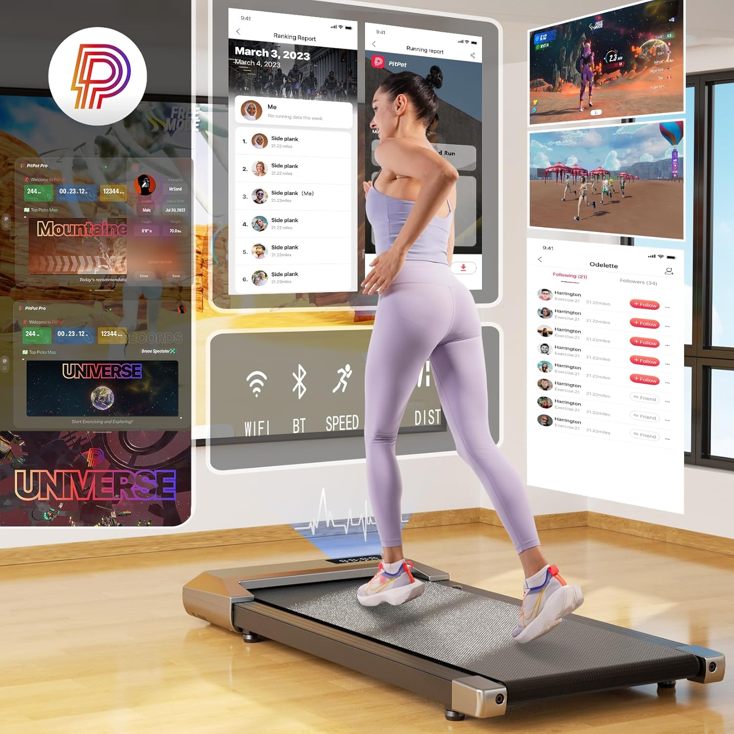 DeerRun Walking Pad, 2025 Smart Under Desk Treadmill, Treadmills for Home/Office, 2 in 1 Walking Pad Treadmill with LED Dispaly & Remote Control, Small Treadmill for Small Spaces - Image 2