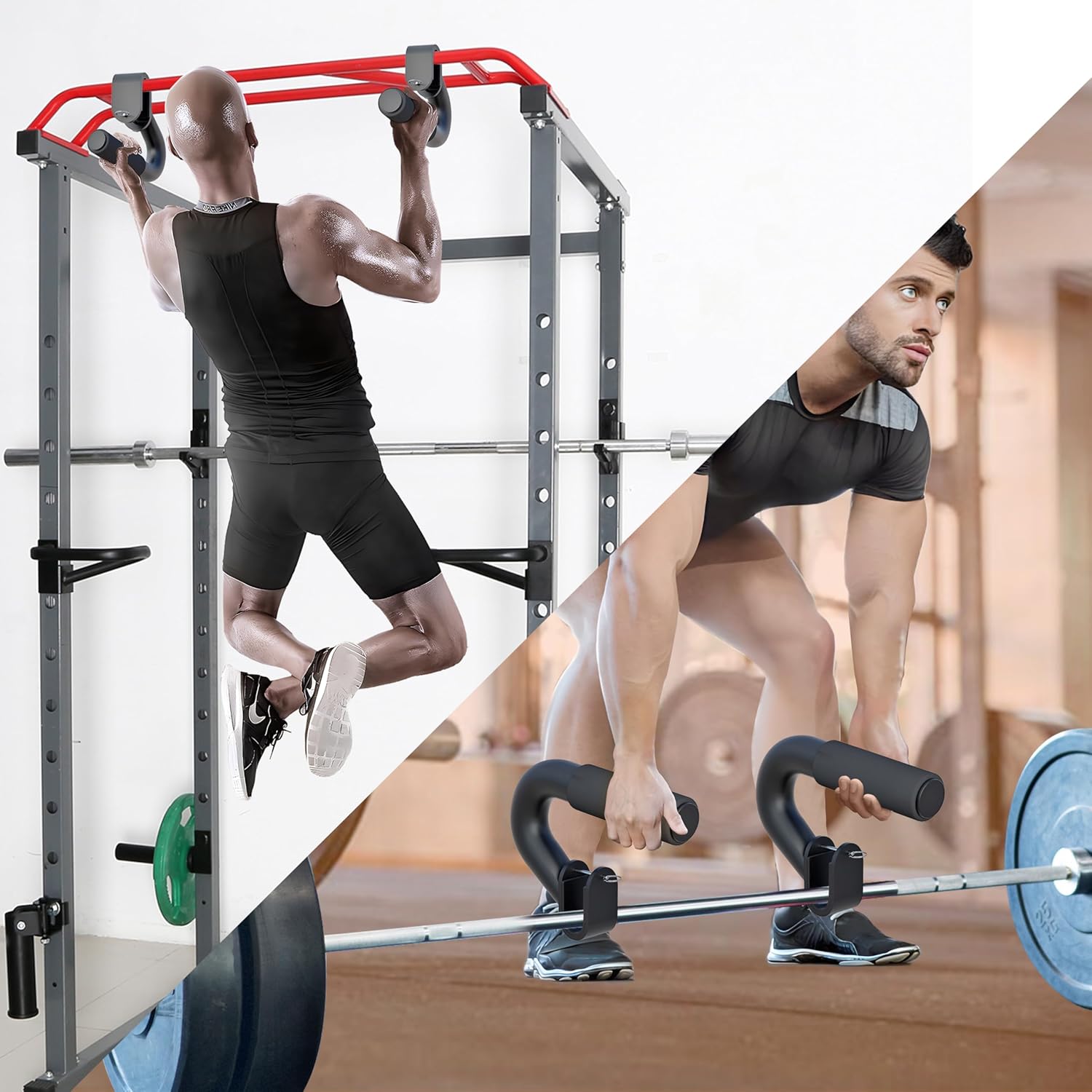 Neutral Grip Handles for Pull Up,1000 lbs Heavy Duty Steel Pull Up Handles,Ergonomic Portable Hooks for Barbell Row Deadlift Resistant Bands for Home Gym Fitness Enthusiasts-2 Pack - Image 2