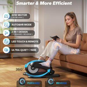 MERACH Under Desk Elliptical Machine, Ellipse Leg Exerciser as Seen on TV for Seniors with Remote Control & 12-Speeds, Quiet Portable Electric Seated Pedal Exerciser Machine for Home Office