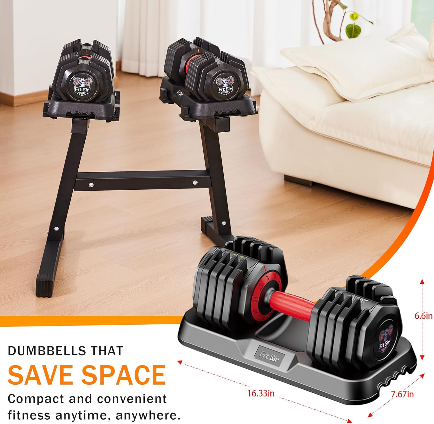 Adjustable Dumbbell Set 25/55/90LBS,10 in 1 Free Weights Dumbbell with Anti-Slip Texture Handle,1 Sec Speed Adjustment Men/Women Gym and Home Strength Training Equipment. - Image 6