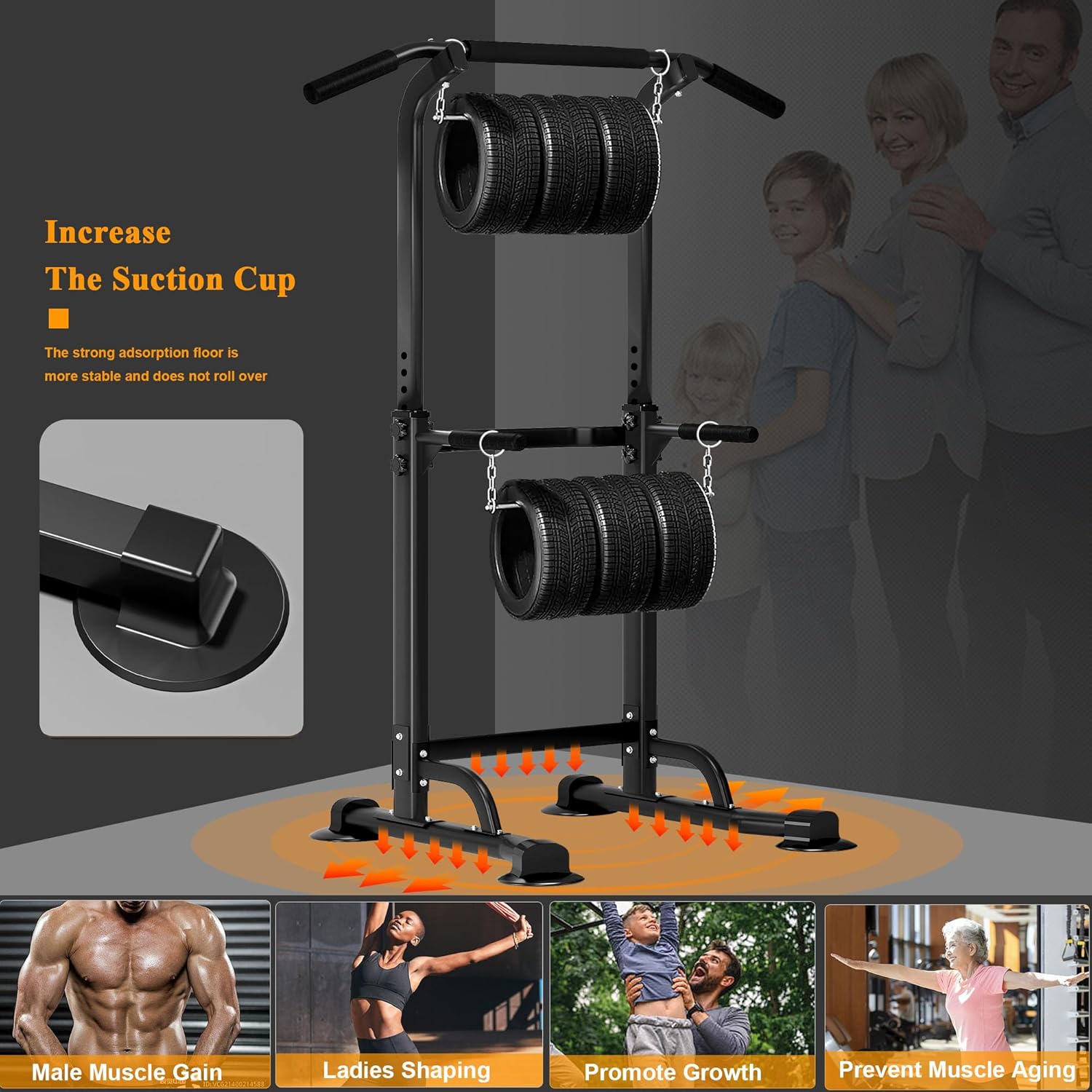 DlandHome Power Tower Pull Up Dip Station Multi-Function Fitness Equipment for Strength Training Adjustable Height Dip Stand for Home Gym - Image 7