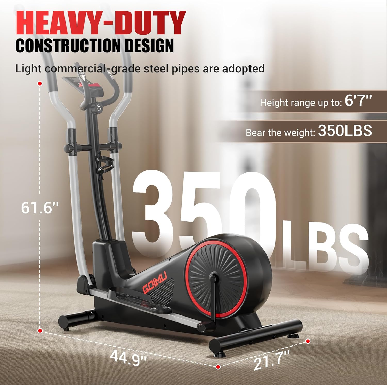 Elliptical Machine, Elliptical Exercise Machine for Home with Hyper-Quiet Magnetic Driving System, Elliptical Trainer with 15.5IN Stride, 350LBS Loading Capacity - Image 8
