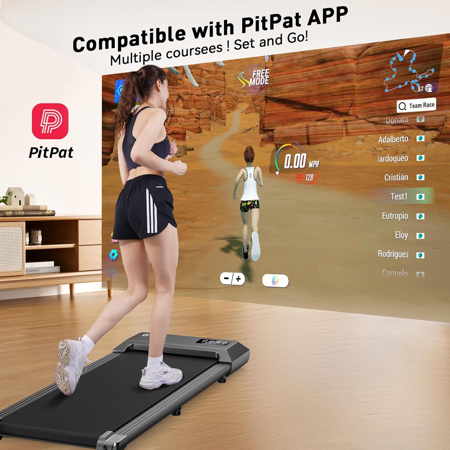 DeerRun Walking Pad, 2024 Upgrade Smart Under Desk Treadmill, 2.2HP Small Quiet Portable Treadmill, Walking Treadmill Under Desk, APP & Remote Control, Knee-Protective, No-Assembly - Image 3