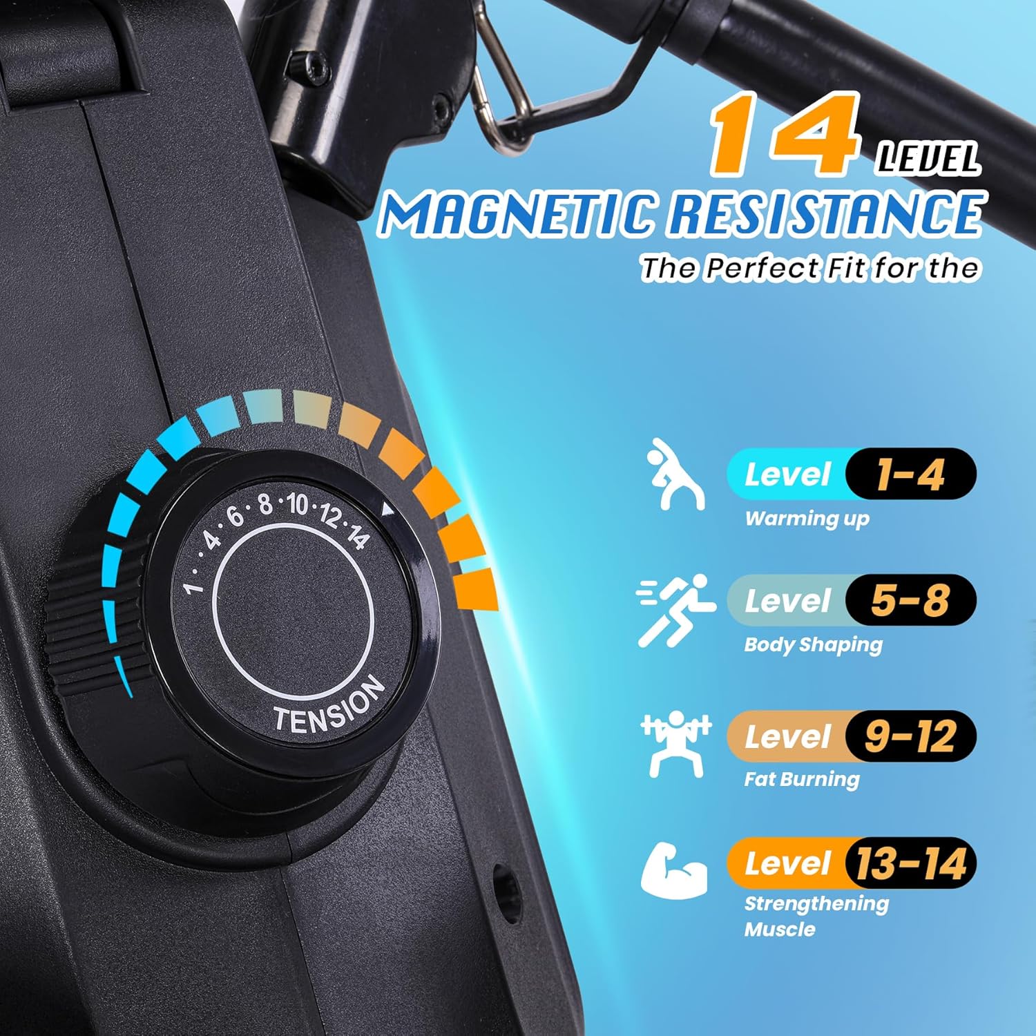 Magnetic Rowing Machine for Home with 350lb Weight Capacity, 14/32 Level Magnetic Resistance, Foldable & Compact Rower Machine, Exercise Equipment for Home Gym, Row Machine Movable - Image 3