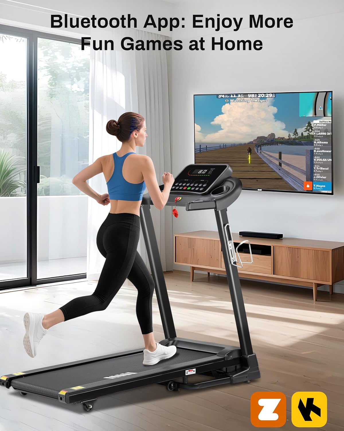 Incline Treadmill, Treadmill with 15% Auto Incline, 3.0HP, 300 lbs Capacity, Bluetooth APP, Shock Absorbing Design for Home Use - Image 7
