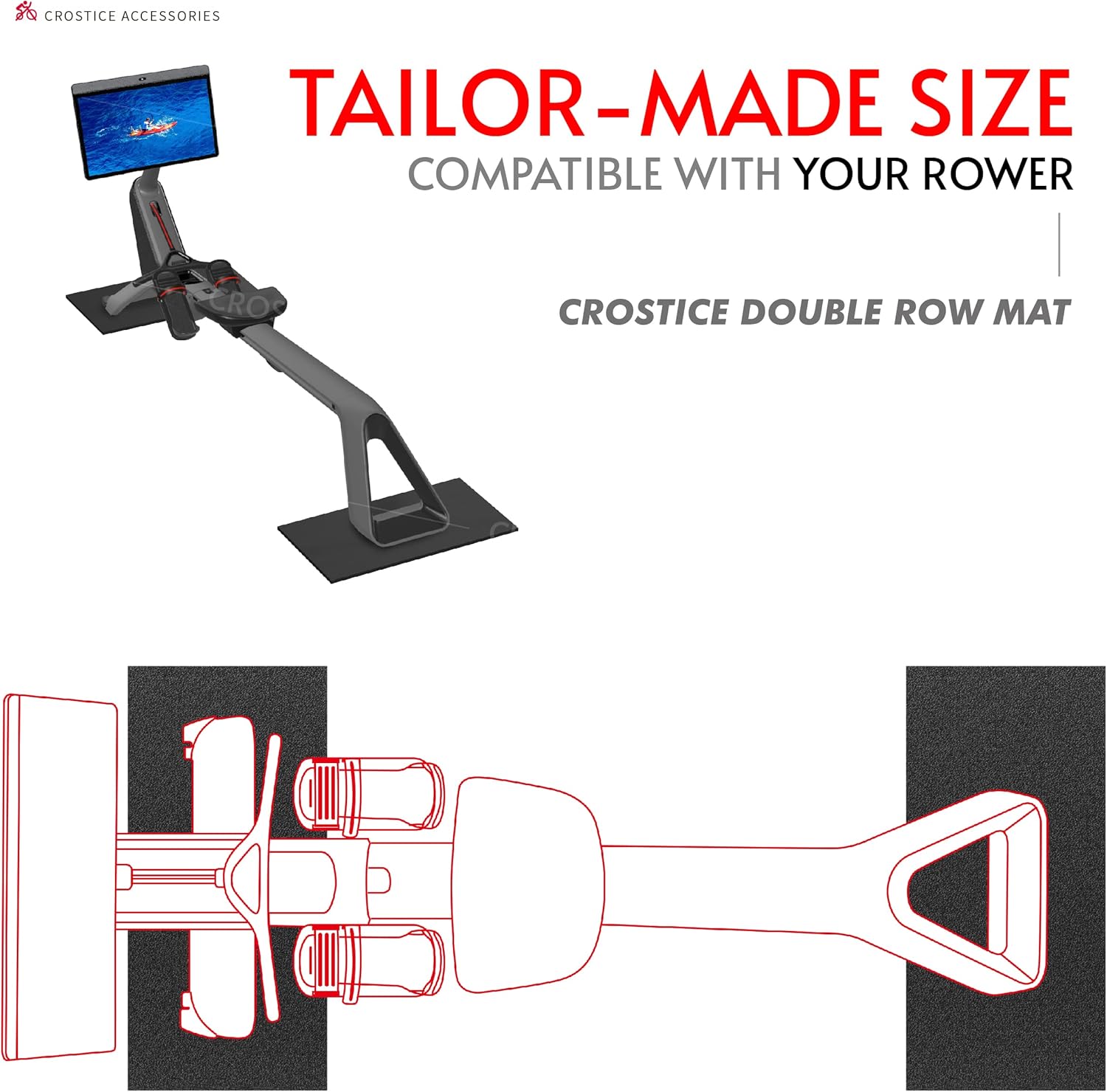 Double Mat Compatible with Peloton Bike, Row & Concept 2 Rowing Machine, Thickness 6mm, Bike Trainer Accessories, Mat Protect Hardwood Floor Carpet, for Home Gym Exercise - Image 4