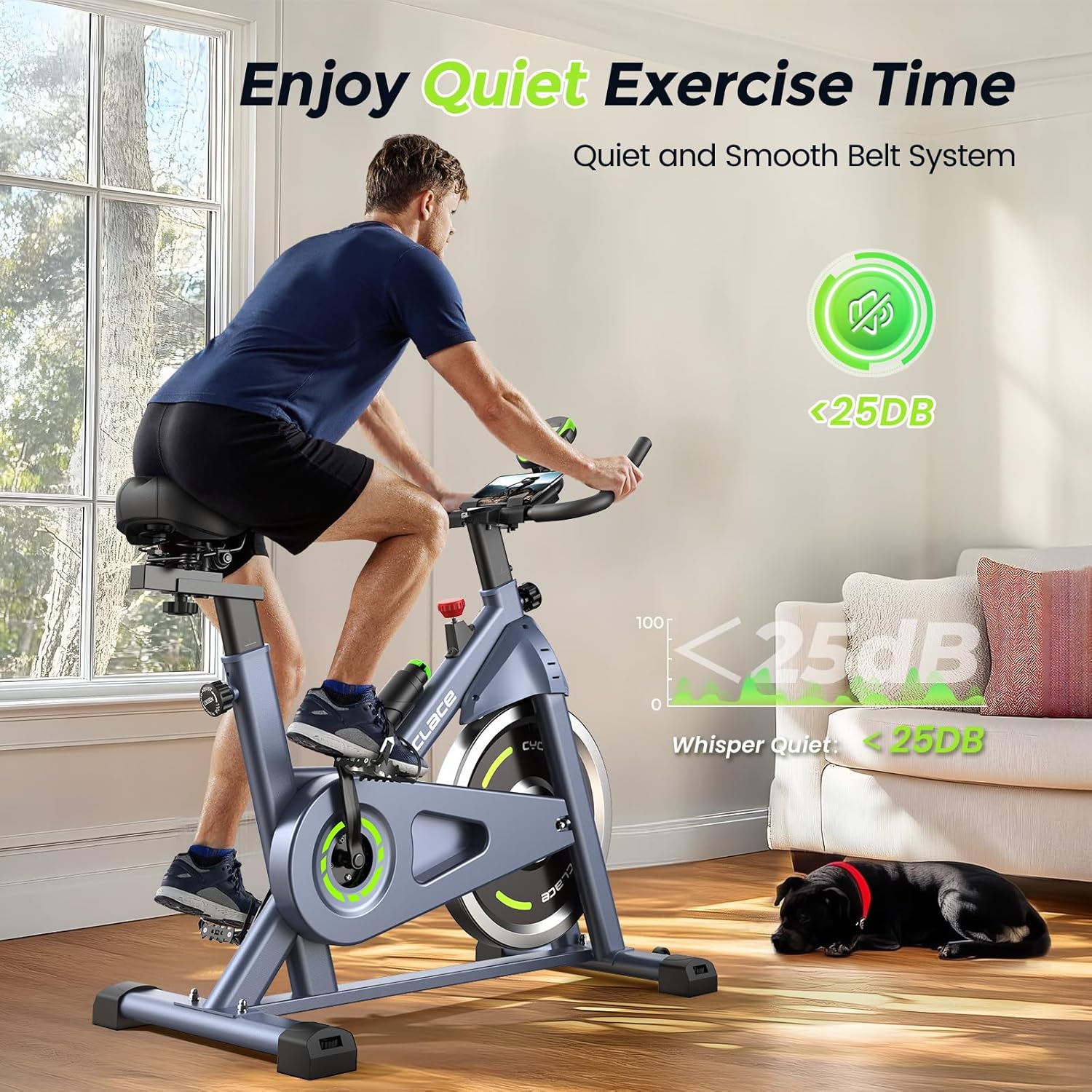 Cyclace Exercise Bike, Magnetic Stationary Bike for Home, Low Noise Cardio Indoor Cycling Bike with App Compatible, 300LBs Weight Capacity & Tablet Mount - Image 3