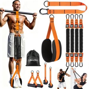 Adjustable Heavy Duty Pull Up Assistance Bands with Fabric Feet and Knee Rest – Pull Up Resistance Bands for Men, Women, and Seniors – Perfect for Dip and Resistance Strength Training Glamflex