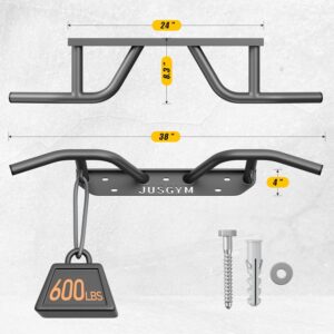 Wall Mounted Pull Up Bar – Heavy Duty Chin Up Bar, Pull-Up Bar Support Beam or Joist Mounted, Multifunctional Fitness Bar, 600LBs Capacity