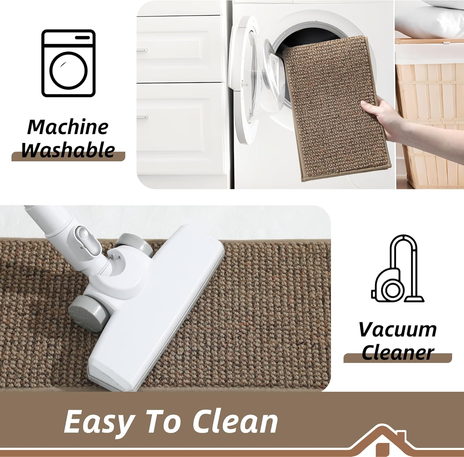 BEQHAUSE Stair Treads for Wooden Steps 28inX9in, Carpet Stair Treads Non Slip Indoor, Machine Washable Stair Runners for Kids Elders and Pets, Carpet for Stair Rugs Mat, TPE Backing, 15pcs, Taupe - Image 6