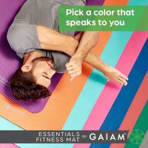 Gaiam Essentials Thick Yoga Mat Fitness & Exercise Mat with Easy-Cinch Carrier Strap,72″L X 24″W X 2/5 Thick, 10mm