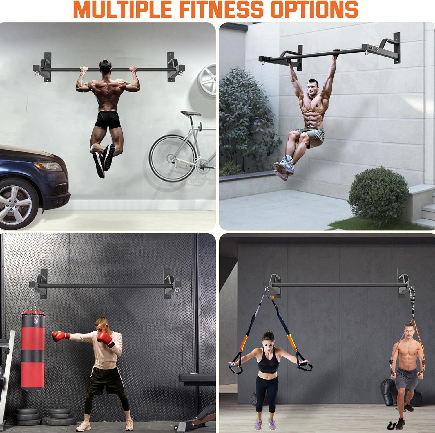 2025 Upgrade Pull Up Bar Wall Mounted - 600 lbs Heavy Duty Strength Training Pull-Up Bars, Ideal Rogue Pull Up Bar for Home and Commercial Gym, Easy Installation Chin Up Bar, Versatile Garage Pullup Bar - Image 2
