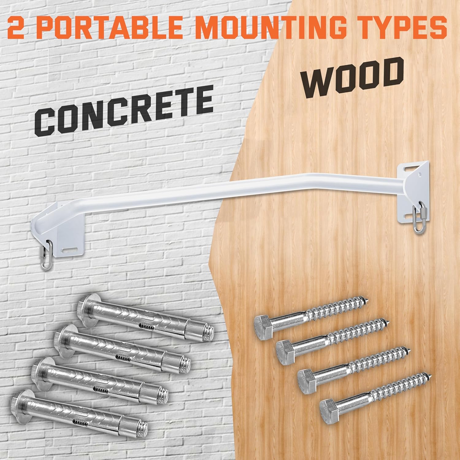 Pull Up Bar Wall Mounted-Heavy Duty Joist Mounted Pull Up Bar-Premium Strength Training Pull-Up Bars-Fast and Easy Installation for Home and Garage Use,Supports up to 600 Lbs - Image 6