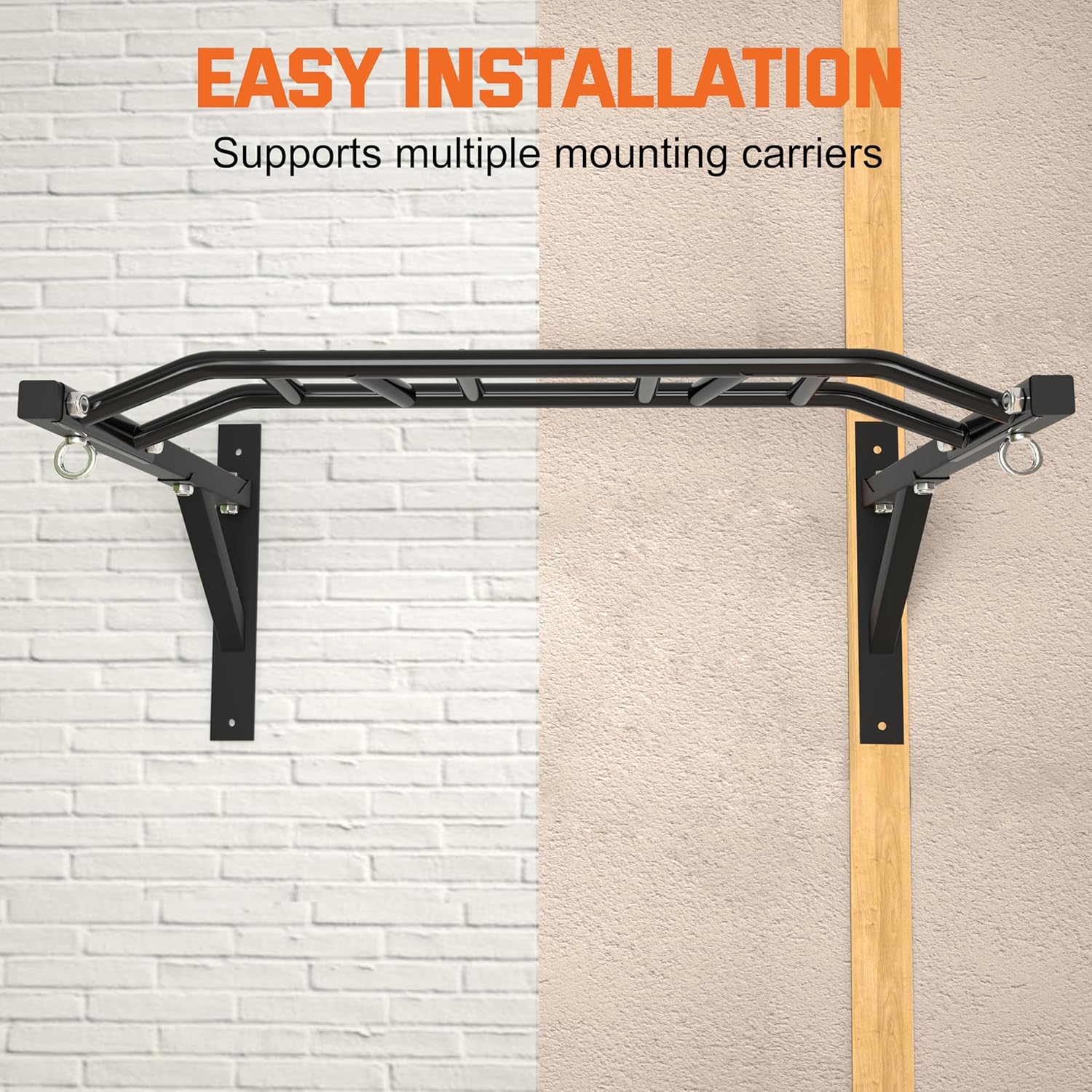 Upgraded-HWOOUSA Pull Up Bar Wall Mounted,Heavy Duty Multi Grip Bar with 14 Grip Positions,Space Saving Home Gym Equipment -Ideal for Garage,Outdoor Strength Training, Chin Up Bar,Supports to 600 Lbs - Image 3