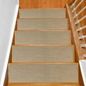 Stair Treads Non Slip for Wooden Steps Indoor 10″ x 36″ 15 Pack Extra Wide Stair Tread Carpet Stairs Runner, Step Pads with Reusable Adhesive for Dogs Kids Elders, Machine Washable, Beige