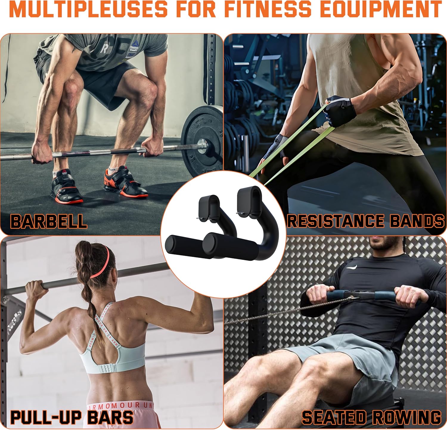 Neutral Grip Handles for Pull Up,1000 lbs Heavy Duty Steel Pull Up Handles,Ergonomic Portable Hooks for Barbell Row Deadlift Resistant Bands for Home Gym Fitness Enthusiasts-2 Pack - Image 6