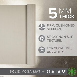 Gaiam Yoga Mat – Premium 5mm Solid Thick Non Slip Exercise & Fitness Mat for All Types of Yoga, Pilates & Floor Workouts (68″ x 24″ x 5mm)
