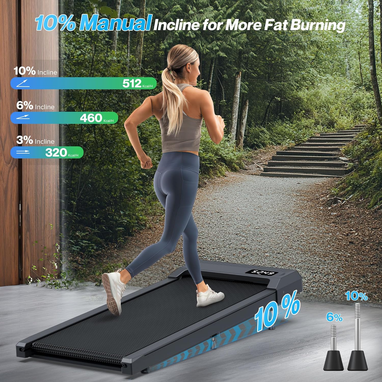 WELLFIT Walking Pad, Under Desk Treadmill with Incline, Portable Walking Pad Treadmill for Home and Office with APP & Remote Control and LED Display, 265 lbs Capacity - Image 3