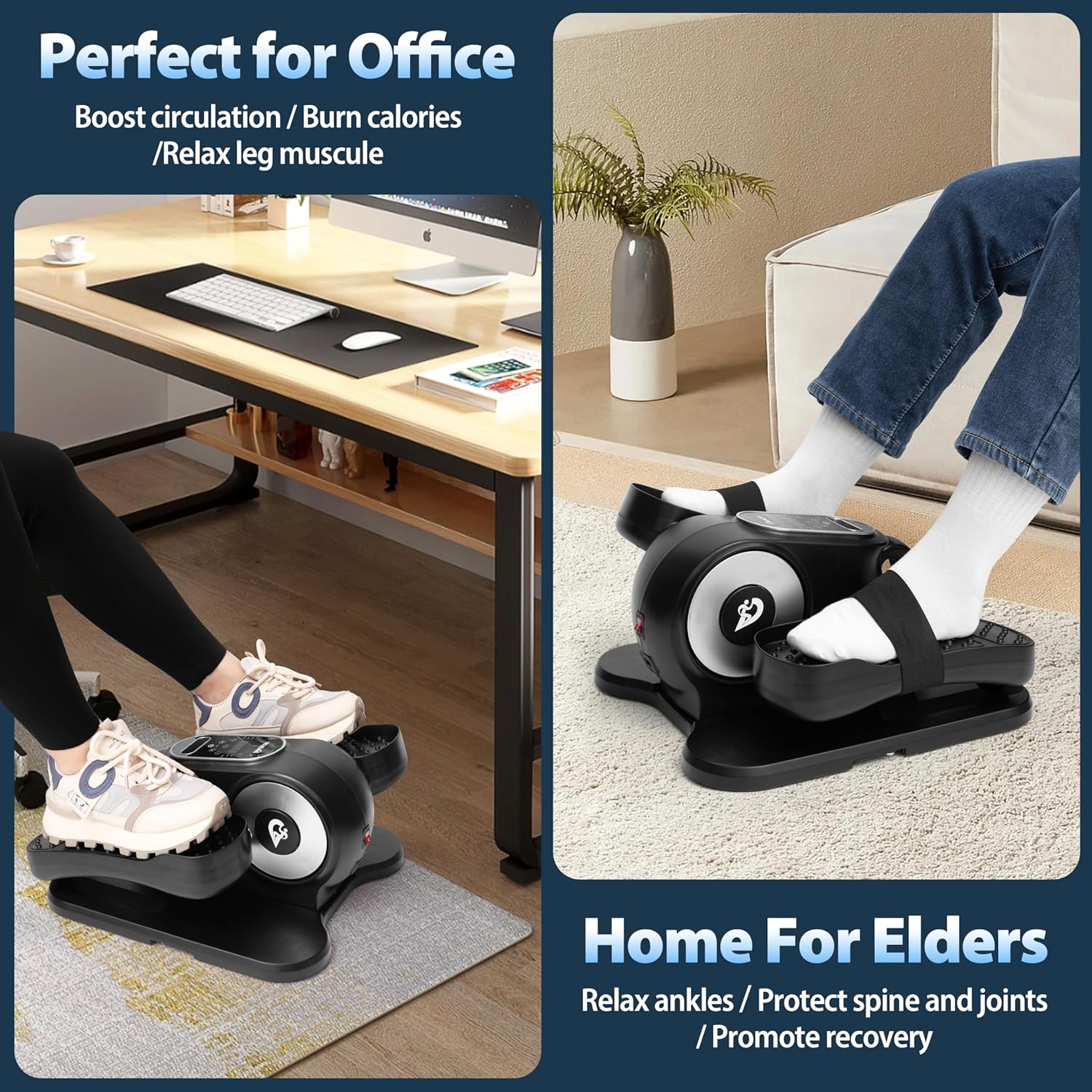 Under Desk Elliptical Machine, Ellipse Leg Exerciser As Seen On TV with Remote, 12 Speed Levels for Whole Family, Forward & Reverse Direction, Auto & Manual Mode, Quiet Portable Machine, Home & Office - Image 9