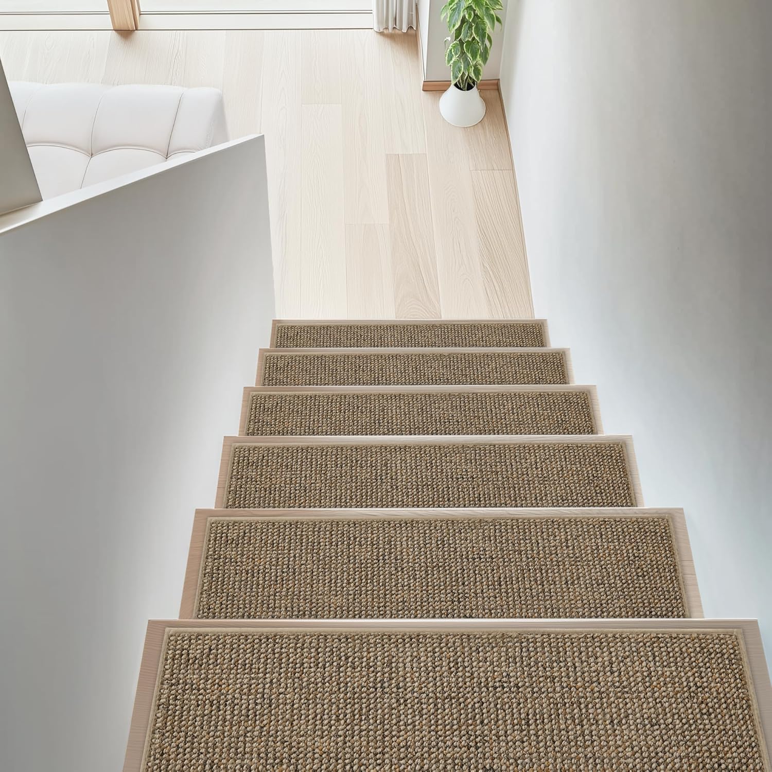 BEQHAUSE Stair Treads for Wooden Steps 28inX9in, Carpet Stair Treads Non Slip Indoor, Machine Washable Stair Runners for Kids Elders and Pets, Carpet for Stair Rugs Mat, TPE Backing, 15pcs, Taupe - Image 8