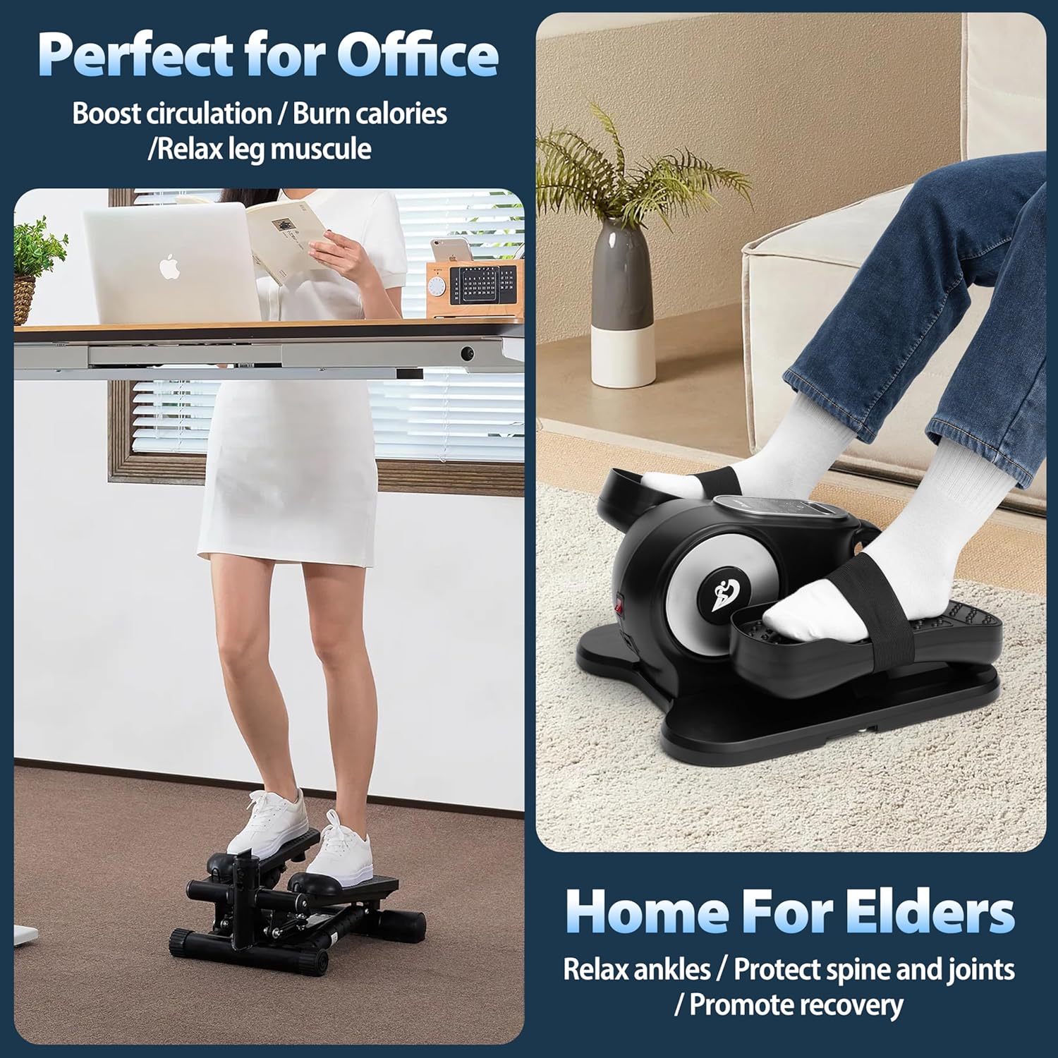 Under Desk Elliptical Machine, Ellipse Leg Exerciser As Seen On TV with Remote, 12 Speed Levels for Whole Family, Forward & Reverse Direction, Auto & Manual Mode, Quiet Portable Machine, Home & Office - Image 8