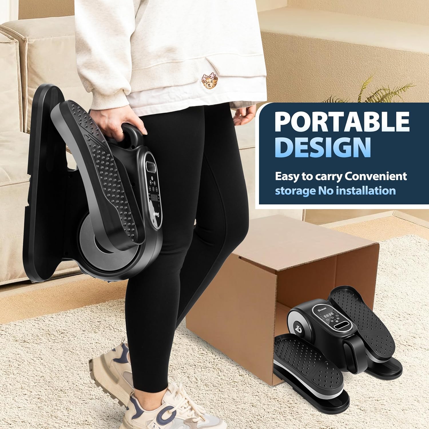 Under Desk Elliptical Machine, Ellipse Leg Exerciser As Seen On TV with Remote, 12 Speed Levels for Whole Family, Forward & Reverse Direction, Auto & Manual Mode, Quiet Portable Machine, Home & Office - Image 6