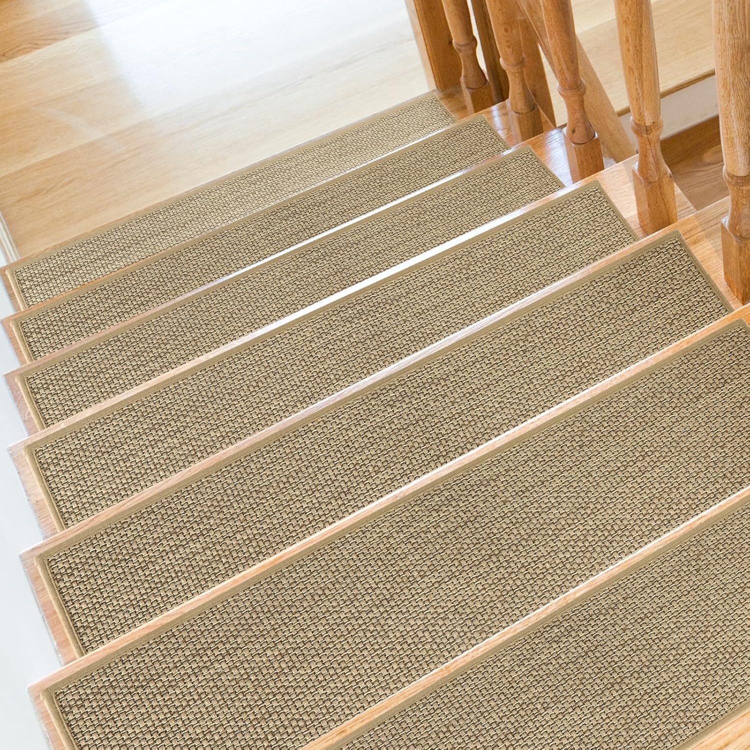 Stair Treads Non Slip for Wooden Steps Indoor 10" x 36" 15 Pack Extra Wide Stair Tread Carpet Stairs Runner, Step Pads with Reusable Adhesive for Dogs Kids Elders, Machine Washable, Beige - Image 8