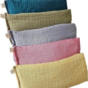 Unscented Eye Pillows (Pack of 6) – Soft Cotton Gauze Filled with Flax Seed Weighted for Yoga Meditation Headache Relief Relaxation Massage Bulk – Relaxing Colors