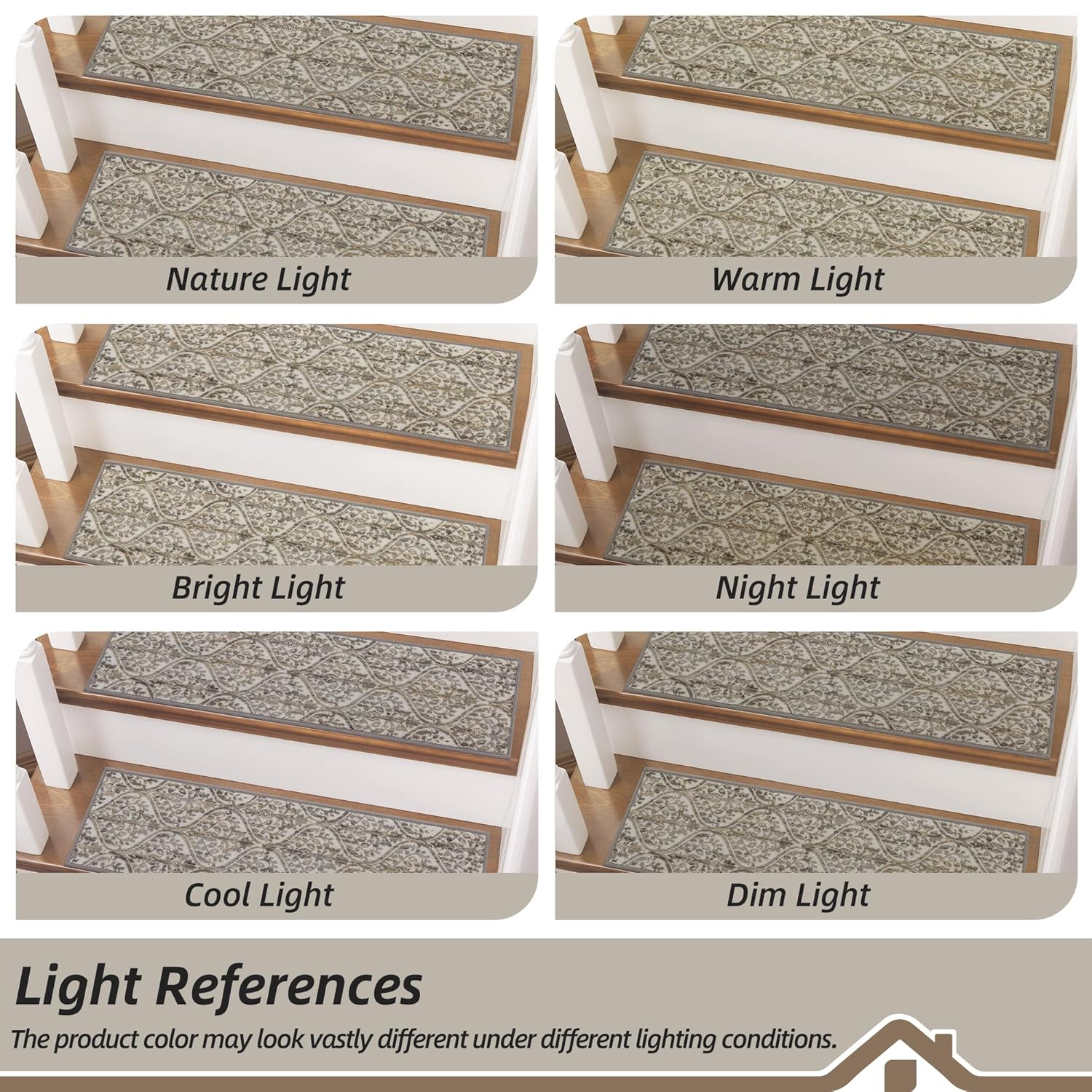 BEQHAUSE Stair Treads for Wooden Steps Non-Slip Machine Washable Carpet Stair Treads 8"X30" Soft Indoor Stair Runner for Kids Elders and Pets, 100% Polyester, TPE Backing, 15pcs, Beige/Malt Yellow - Image 8