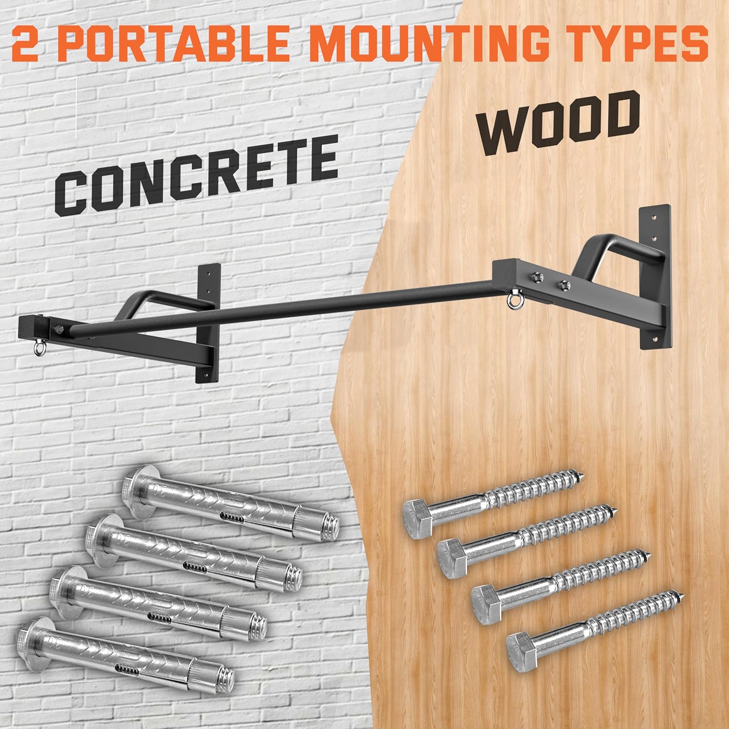 2025 Upgrade Pull Up Bar Wall Mounted - 600 lbs Heavy Duty Strength Training Pull-Up Bars, Ideal Rogue Pull Up Bar for Home and Commercial Gym, Easy Installation Chin Up Bar, Versatile Garage Pullup Bar - Image 5