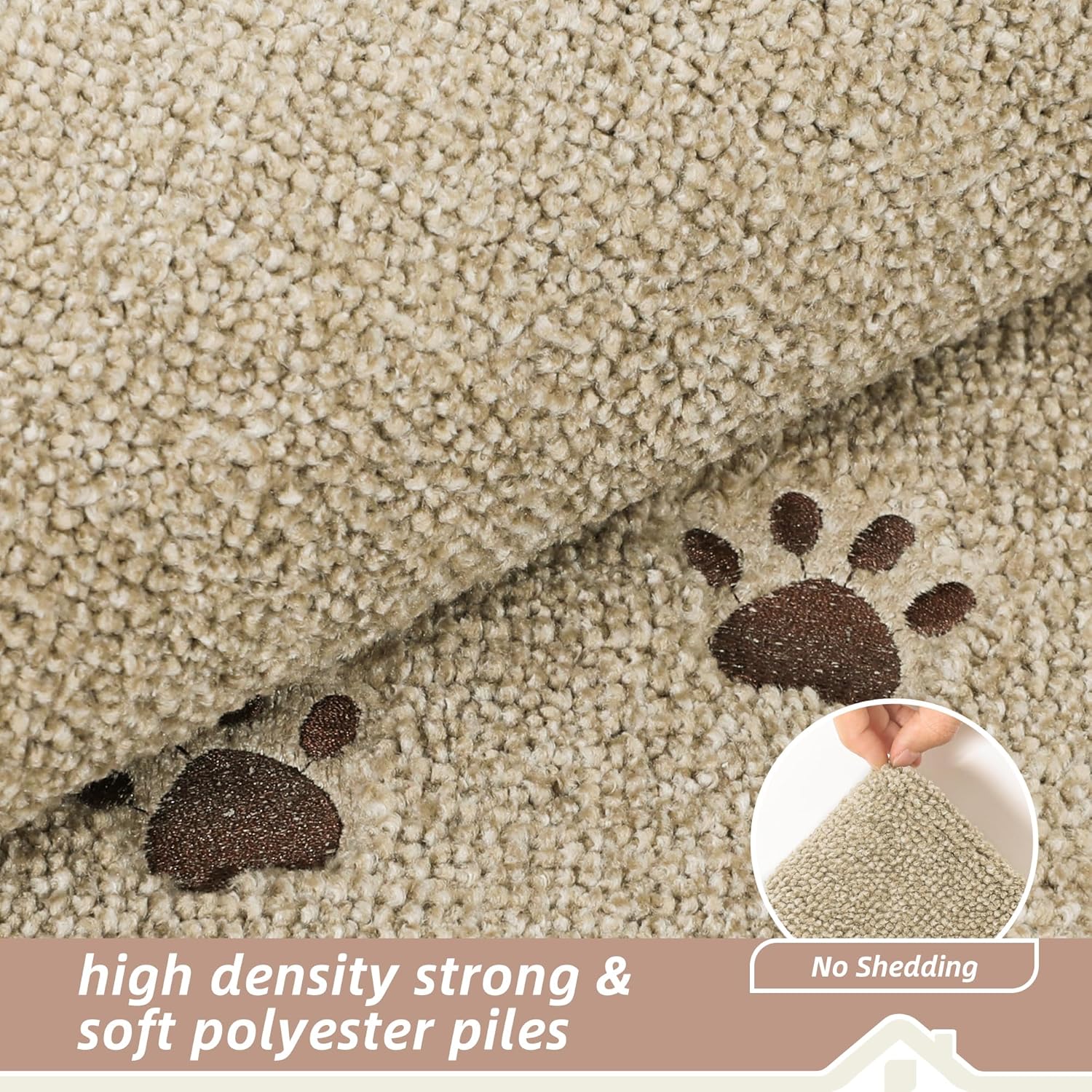 BEQHAUSE Stair Landing Rug Non-Slip 30"x30", Square Stair Landing Mats for Stairs Washable, Carpet Stair Treads Matching Mats for Wooden Steps Indoor Landing Rugs Surface Polyester TPE Backing, Beige - Image 3