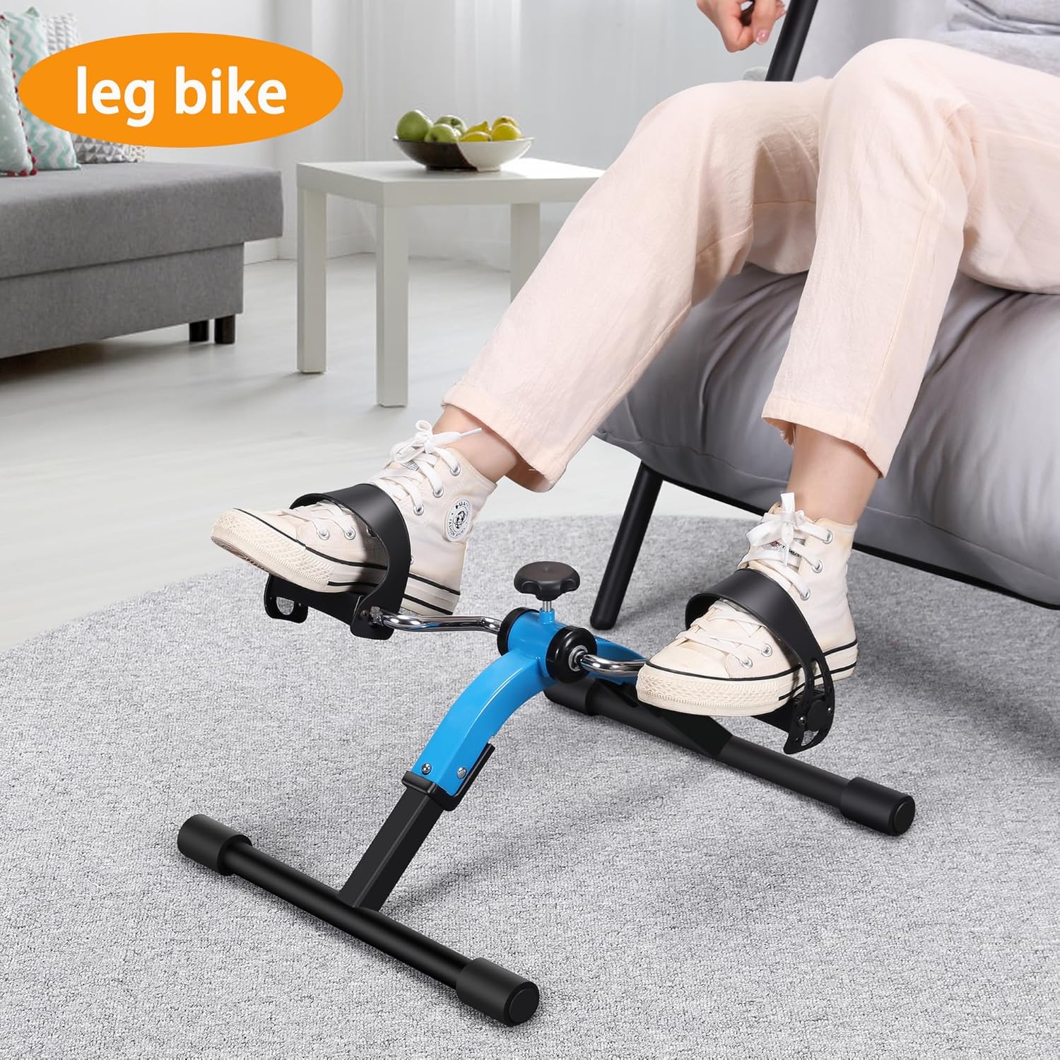 Folding Pedal Exerciser Mini Exercise Bike Under Desk Bike Pedal Exerciser for Arms and Legs Cardio Workout, Portable Desk Bike Peddler Machine for Sedentary Officer & Seniors - Image 4