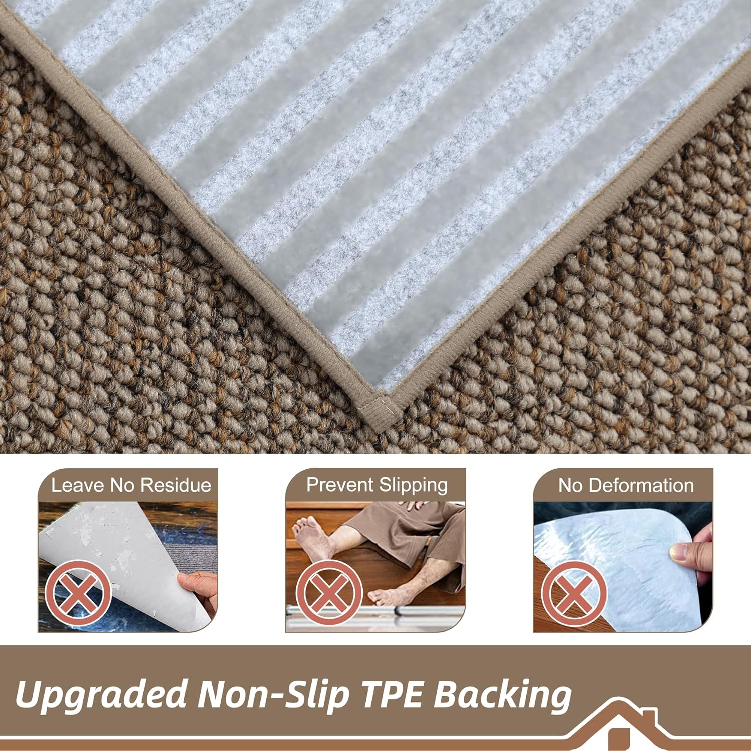 BEQHAUSE Stair Treads for Wooden Steps 28inX9in, Carpet Stair Treads Non Slip Indoor, Machine Washable Stair Runners for Kids Elders and Pets, Carpet for Stair Rugs Mat, TPE Backing, 15pcs, Taupe - Image 4