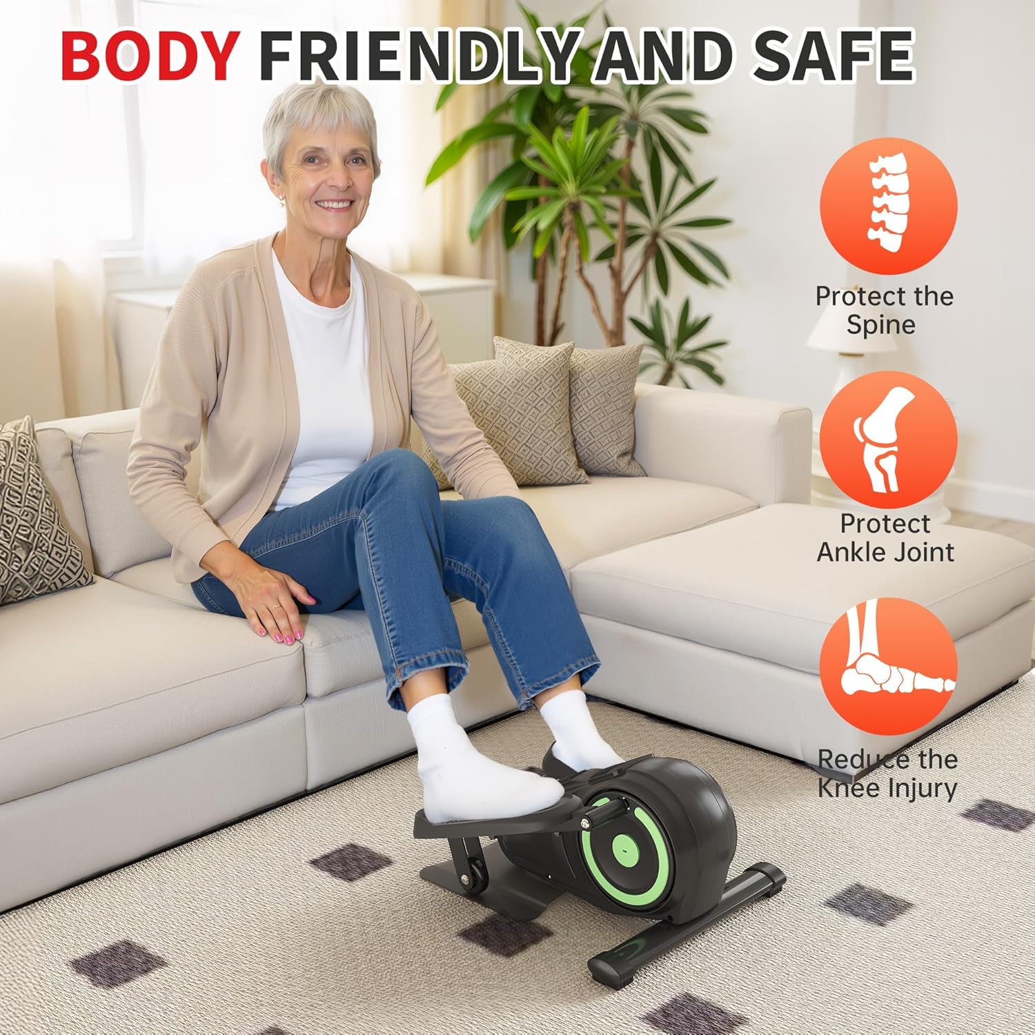 Under Desk Elliptical Machine, Ellipse Leg Exerciser as Seen on TV for Seniors, Pedal Exerciser Fully Assembled with 8 Resistance Levels, Portable Leg Exerciser for Home Office - Image 4