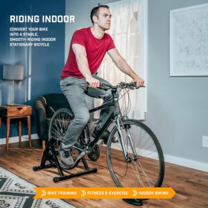 Alpcour Bike Trainer Stand for Indoor Riding – Portable Foldable Magnetic Stainless Steel Indoor Trainer, Noise Reduction, 6 Resistance Settings & Bag – Stationary Exercise for Road & Mountain Bikes