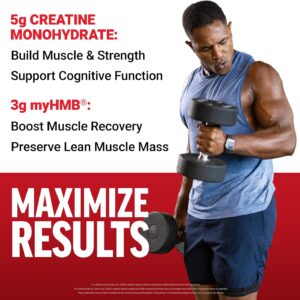 Force Factor Creatine HMB Powder, 5g Creatine Monohydrate + 3g myHMB for Muscle Growth, Strength, Energy & Recovery, with AstraGin for Enhanced Absorption, Unflavored, 30 Servings