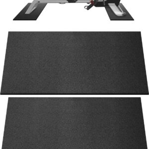 Double Mat Compatible with Peloton Bike, Row & Concept 2 Rowing Machine, Thickness 6mm, Bike Trainer Accessories, Mat Protect Hardwood Floor Carpet, for Home Gym Exercise