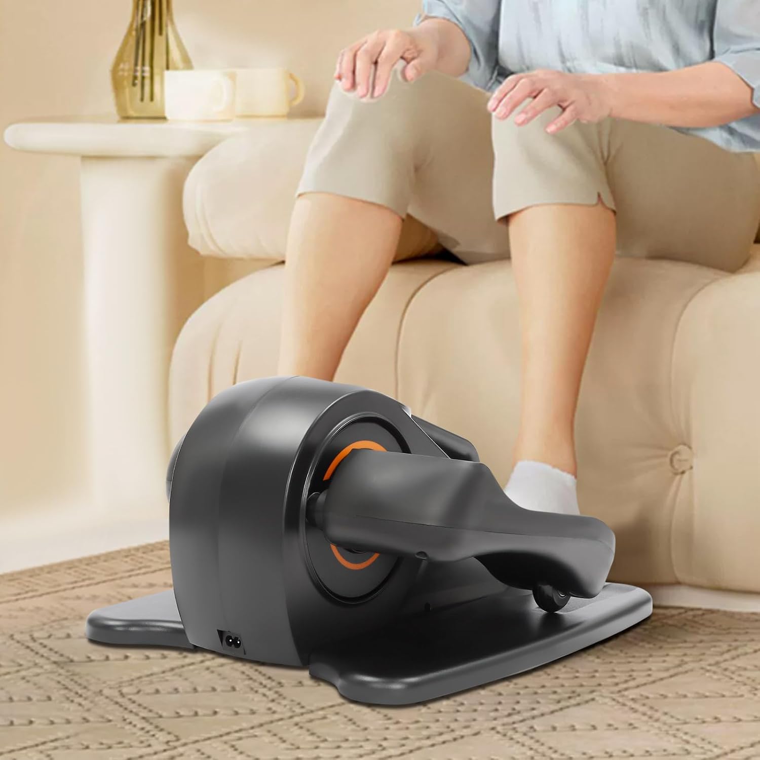 Under Desk Elliptical Machine, Portable & Quiet Electric Seated Pedal Exerciser with High-Definition LED Display Screen Foot Pedal Exerciser for Home Workout, Motorized Elliptical Trainer - Image 3