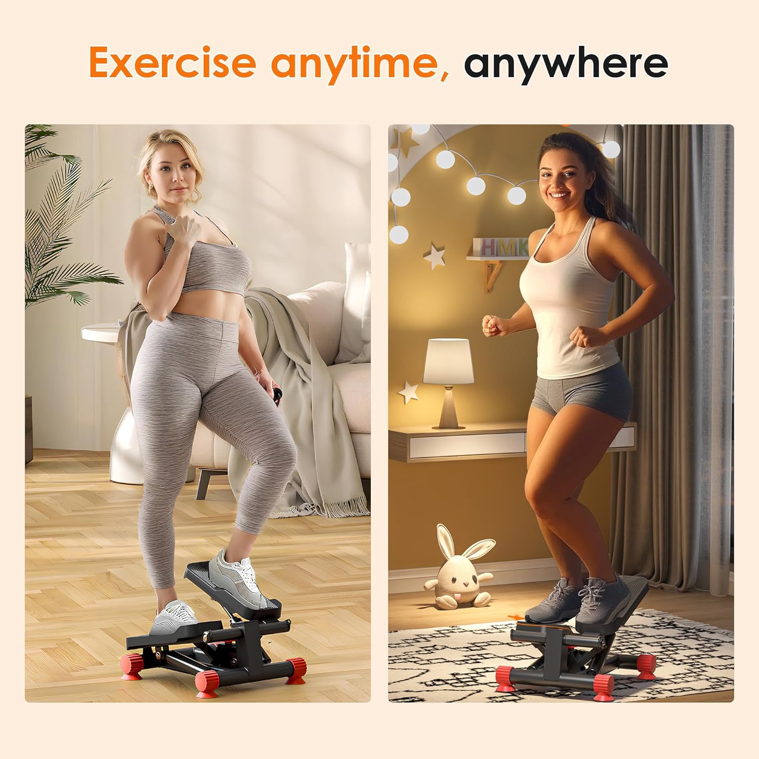SogesHome Steppers for Exercise at Home,Stair Step Workout Machine with Optional Resistance Bands,Mini Stepper with 400LBS Loading Capacity,Hydraulic Fitness Stepper with LCD Monitor (Red) - Image 6