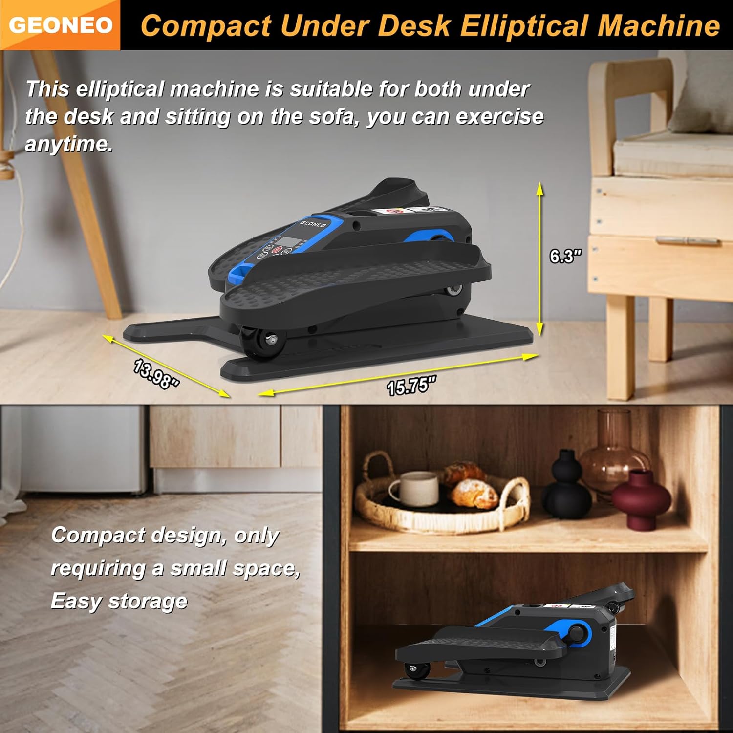 Under Desk Elliptical Machine, Electric Ellipse Leg Exerciser for Senior, Quiet and Compact Electric Seated Pedal Exerciser for Home with Remote Control and 12 Adjustable Speeds - Image 2