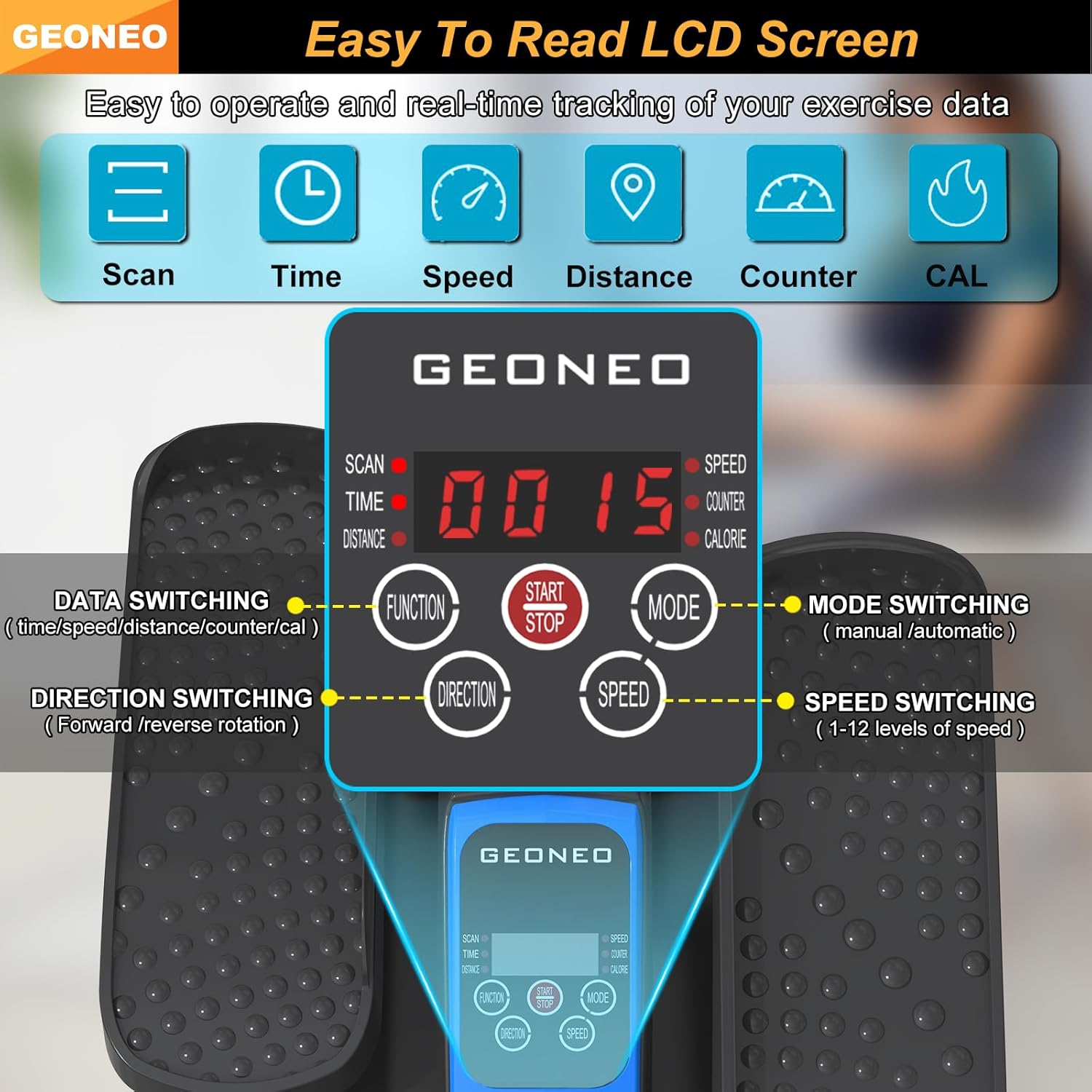 Under Desk Elliptical Machine, Electric Ellipse Leg Exerciser for Senior, Quiet and Compact Electric Seated Pedal Exerciser for Home with Remote Control and 12 Adjustable Speeds - Image 3