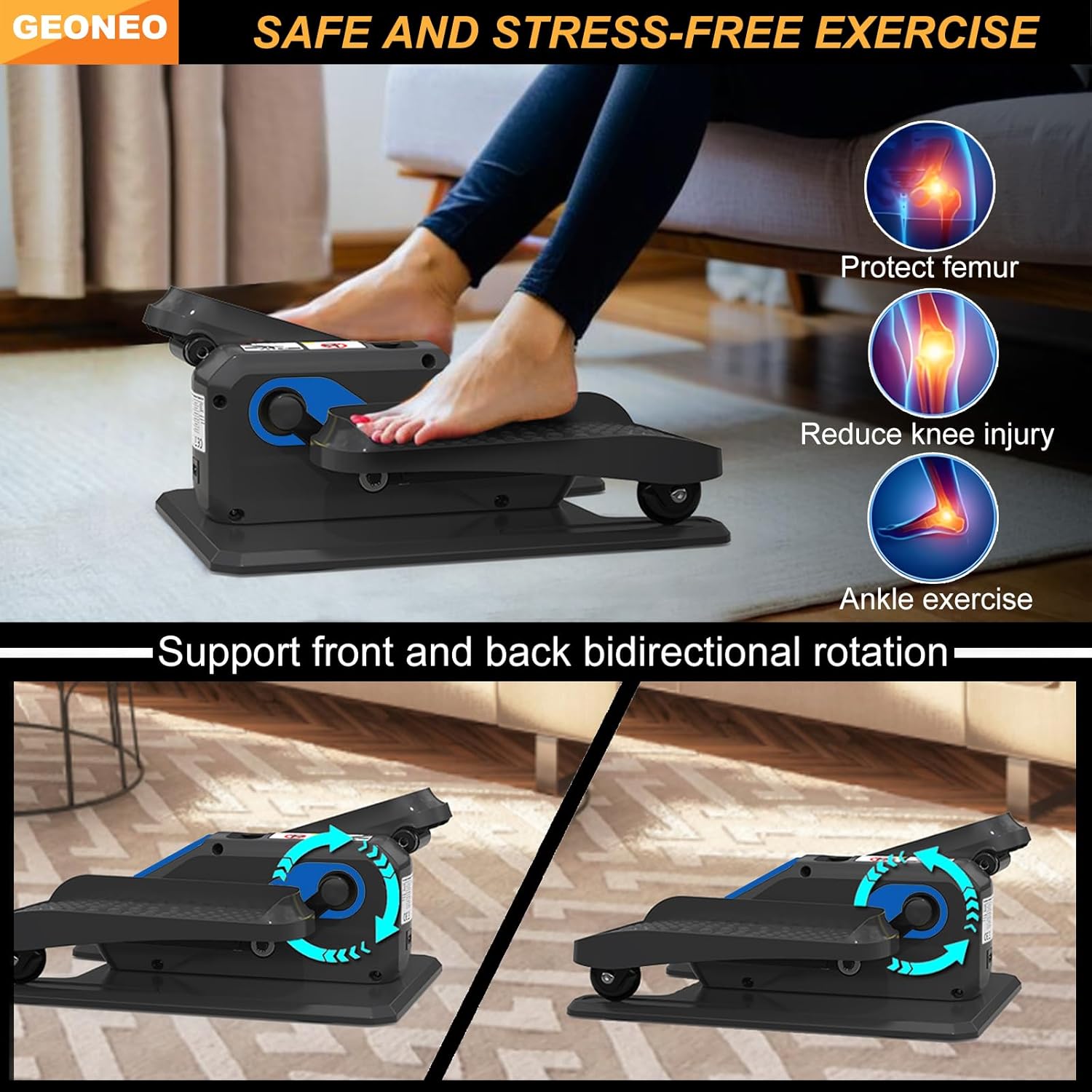 Under Desk Elliptical Machine, Electric Ellipse Leg Exerciser for Senior, Quiet and Compact Electric Seated Pedal Exerciser for Home with Remote Control and 12 Adjustable Speeds - Image 6